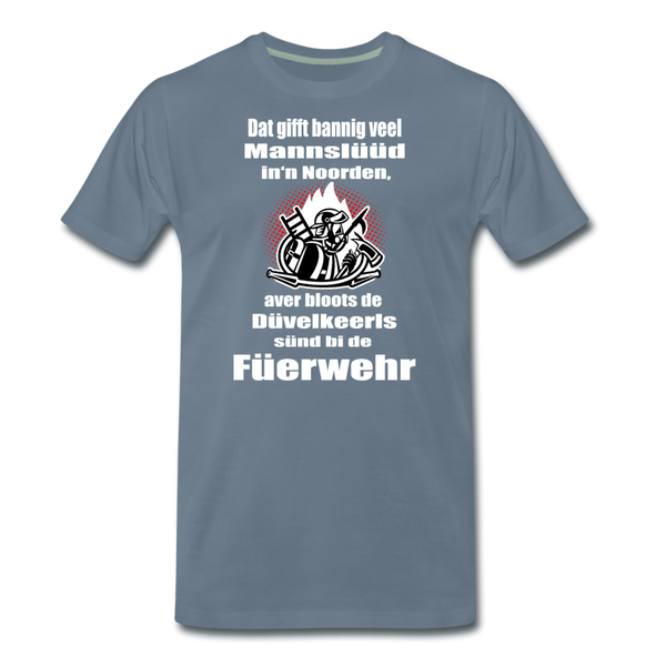 Herren Premium T-Shirt DÜVELKEERLS FEUERWEHR - Blaugrau