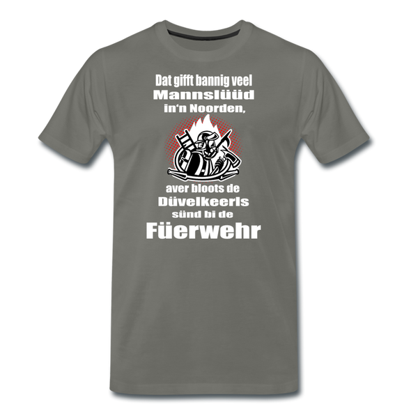 Herren Premium T-Shirt DÜVELKEERLS FEUERWEHR - Asphalt