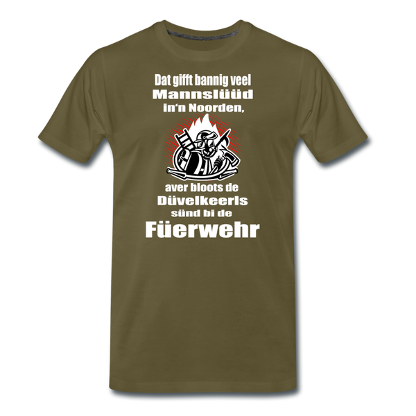Herren Premium T-Shirt DÜVELKEERLS FEUERWEHR - Khaki