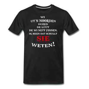 Herren  Premium T-Shirt DUZEN PLATTDEUTSCH - Schwarz