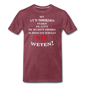 Herren  Premium T-Shirt DUZEN PLATTDEUTSCH - Bordeauxrot meliert