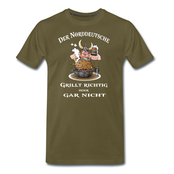 Herren Premium T-Shirt DER NORDDEUTSCHE GRILLT - Khaki