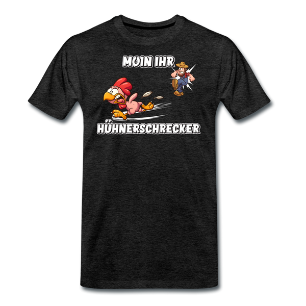 Herren Premium T-Shirt MOIN IHR HÜHNERSCHRECKER - Anthrazit