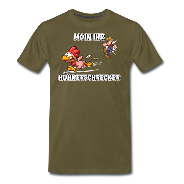 Herren Premium T-Shirt MOIN IHR HÜHNERSCHRECKER - Khaki