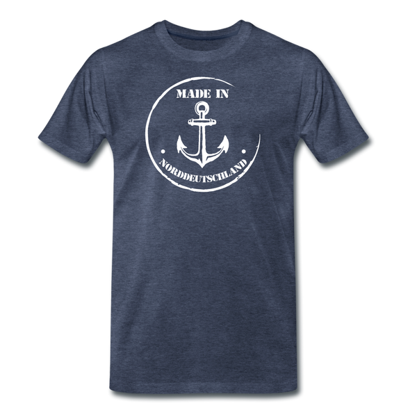 Herren Premium T-Shirt MADE IN NORDDEUTSCHLAND ANKER - Blau meliert
