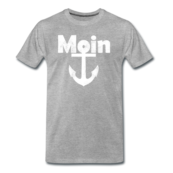 Herren Premium T-Shirt MOIN ANKER WEIß - Grau meliert