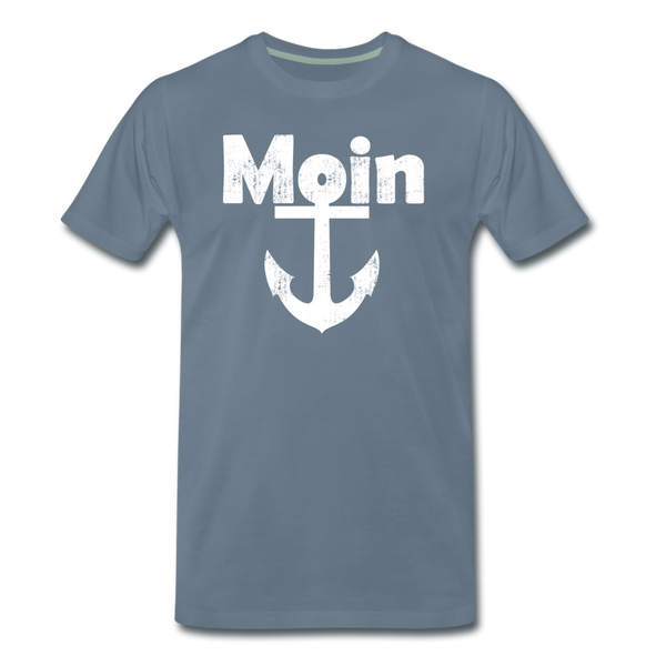 Herren Premium T-Shirt MOIN ANKER WEIß - Blaugrau
