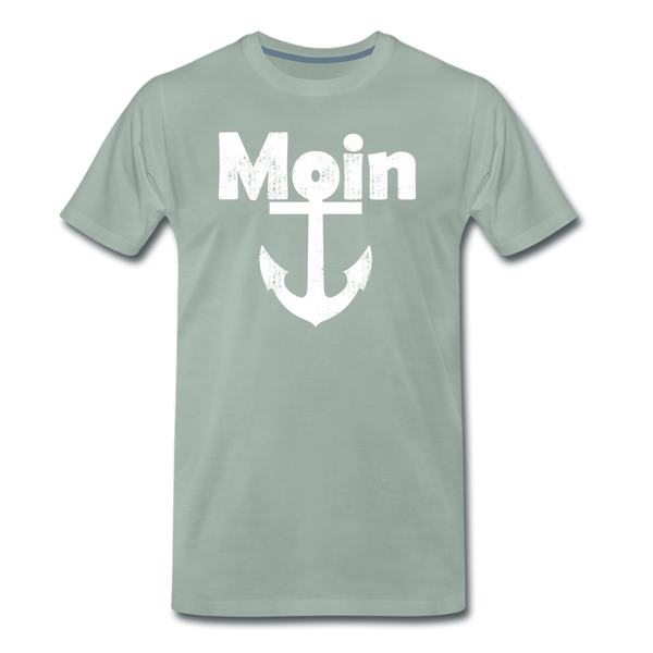 Herren Premium T-Shirt MOIN ANKER WEIß - Graugrün