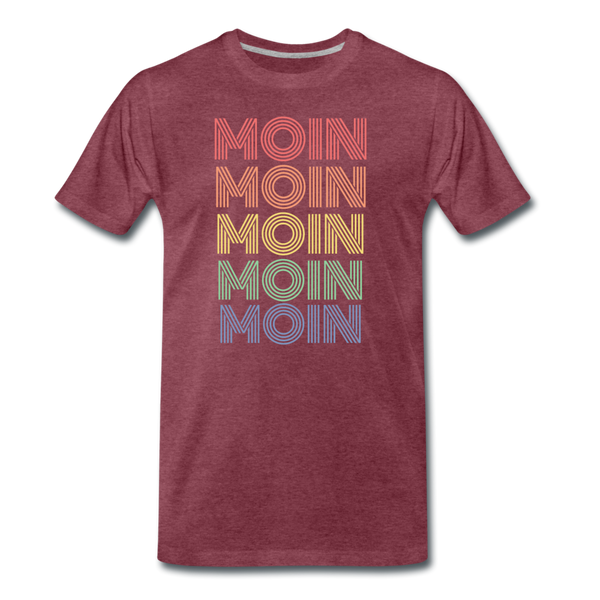 Herren  Premium T-Shirt MOIN 70er / 80er PARTY STYLE - Bordeauxrot meliert