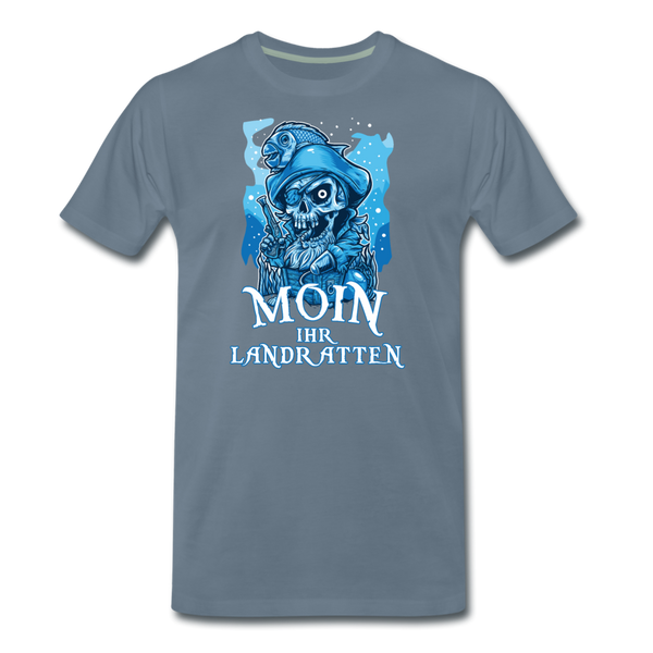 Herren Premium T-Shirt MOIN IHR LANDRATTEN - Blaugrau