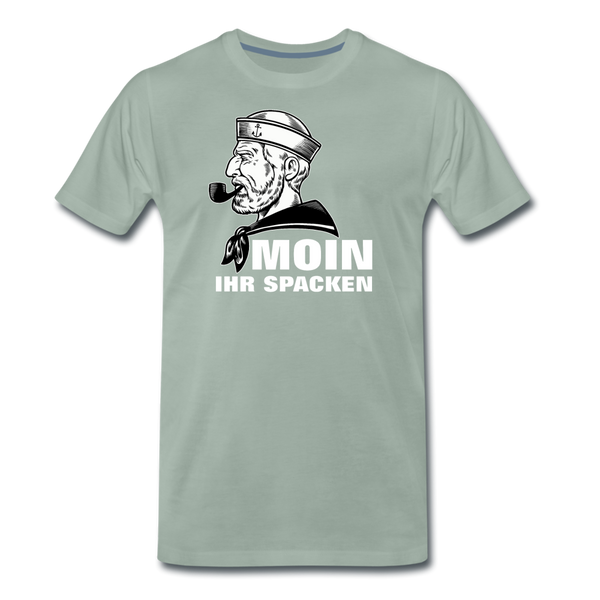 Herren Premium T-Shirt MOIN IHR SPACKEN MATROSE - Graugrün