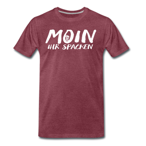 Herren Premium T-Shirt MOIN IHR SPACKEN - Bordeauxrot meliert