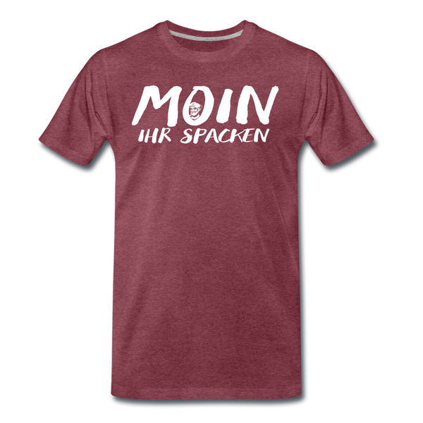 Herren Premium T-Shirt MOIN IHR SPACKEN - Bordeauxrot meliert