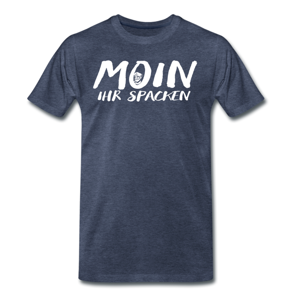 Herren Premium T-Shirt MOIN IHR SPACKEN - Blau meliert