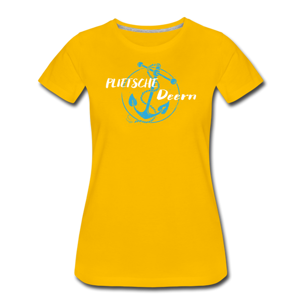 Damen Premium T-Shirt PLIETSCHE DEERN - Sonnengelb