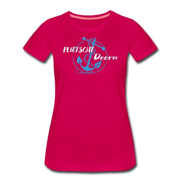 Damen Premium T-Shirt PLIETSCHE DEERN - dunkles Pink