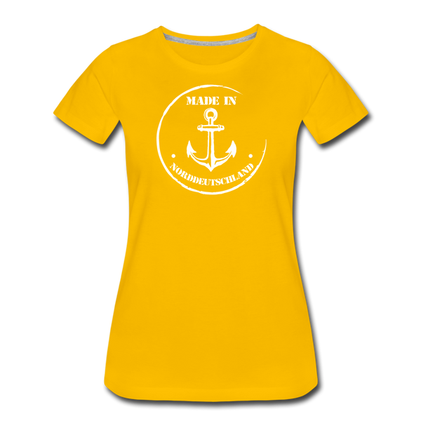 Damen Premium T-Shirt MADE IN NORDDEUTSCHLAND ANKER - Sonnengelb