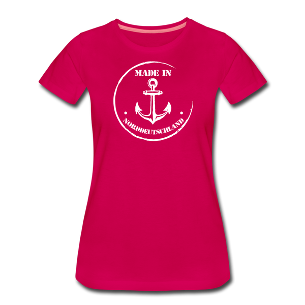 Damen Premium T-Shirt MADE IN NORDDEUTSCHLAND ANKER - dunkles Pink