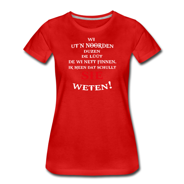 Damen Premium T-Shirt DUZEN PLATTDEUTSCH - Rot
