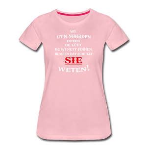 Damen Premium T-Shirt DUZEN PLATTDEUTSCH - Hellrosa