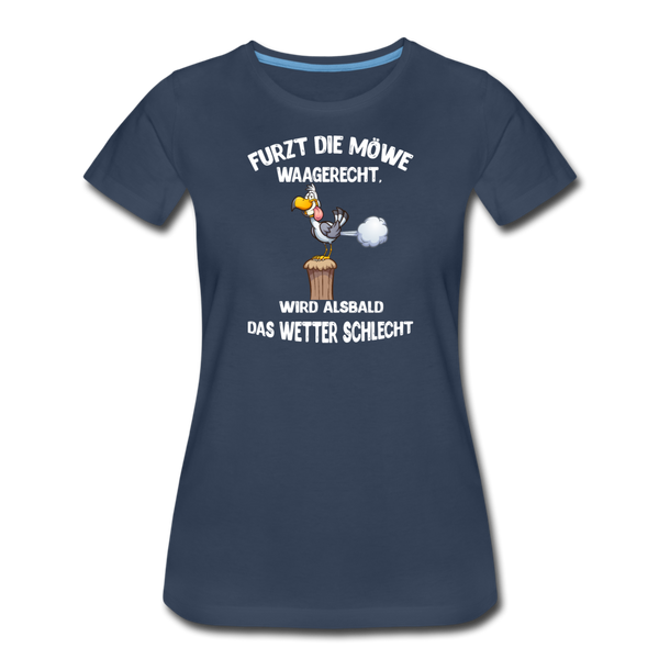 Damen Premium T-Shirt FURZT DIE MÖWE WAAGERECHT - Navy