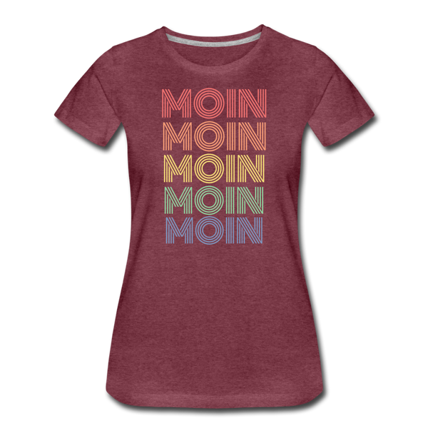 Damen Premium T-Shirt MOIN 70er / 80er PARTY STYLE - Bordeauxrot meliert