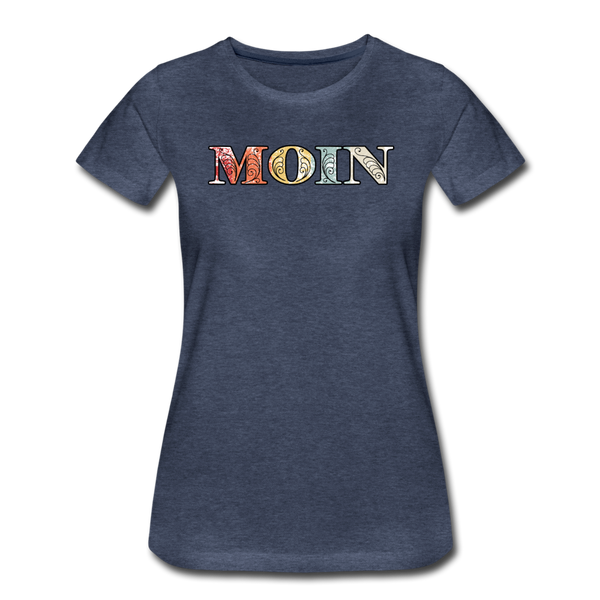 Damen Premium T-Shirt MOIN RETRO BUNT - Blau meliert