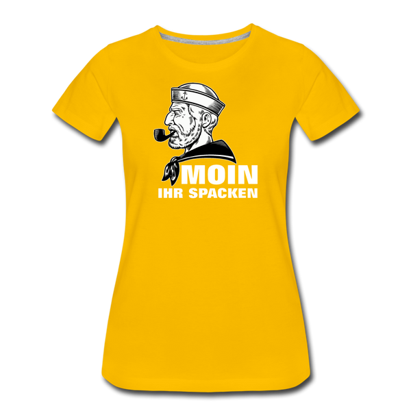 Damen Premium T-Shirt MOIN IHR SPACKEN MATROSE - Sonnengelb