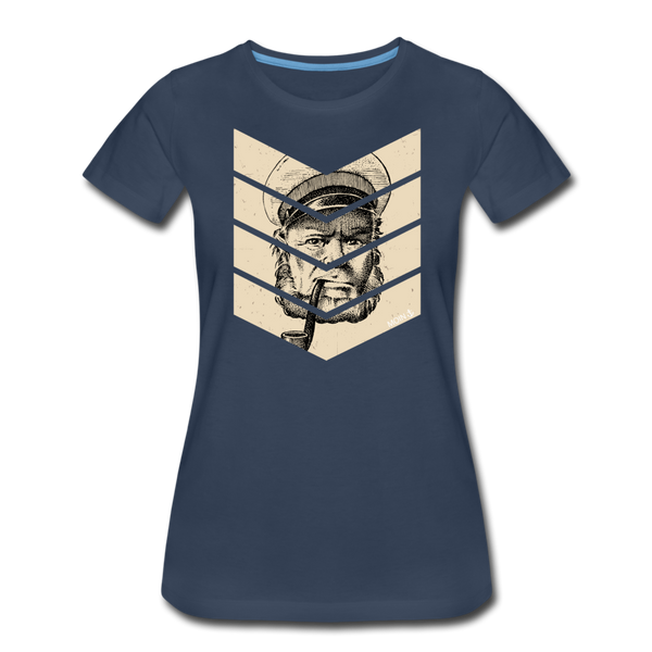 Damen Premium T-Shirt MOIN KAPITÄN BEIGE - Navy