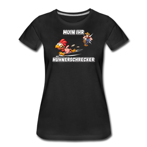 Damen Premium T-Shirt MOIN IHR HÜHNERSCHRECKER - Schwarz