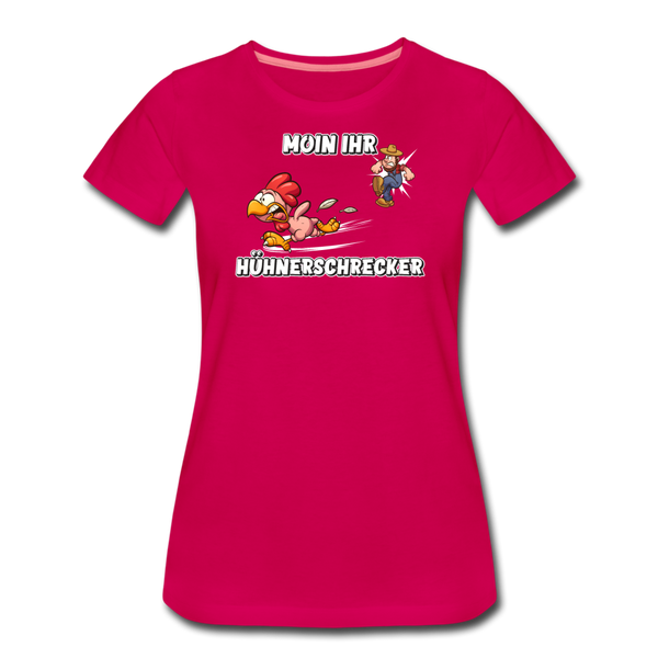 Damen Premium T-Shirt MOIN IHR HÜHNERSCHRECKER - dunkles Pink