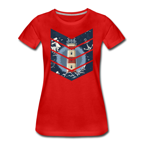 Damen Premium T-Shirt SEGELSCHIFF, MÖWEN UND MEER - Rot