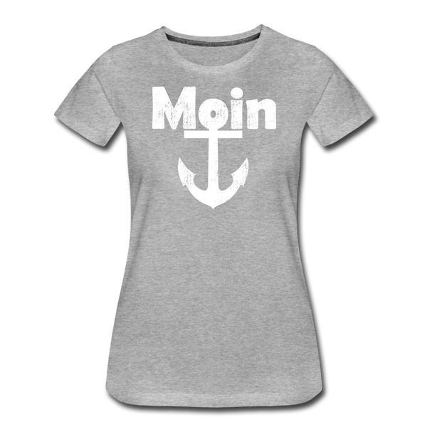 Damen Premium T-Shirt MOIN ANKER WEIß - Grau meliert