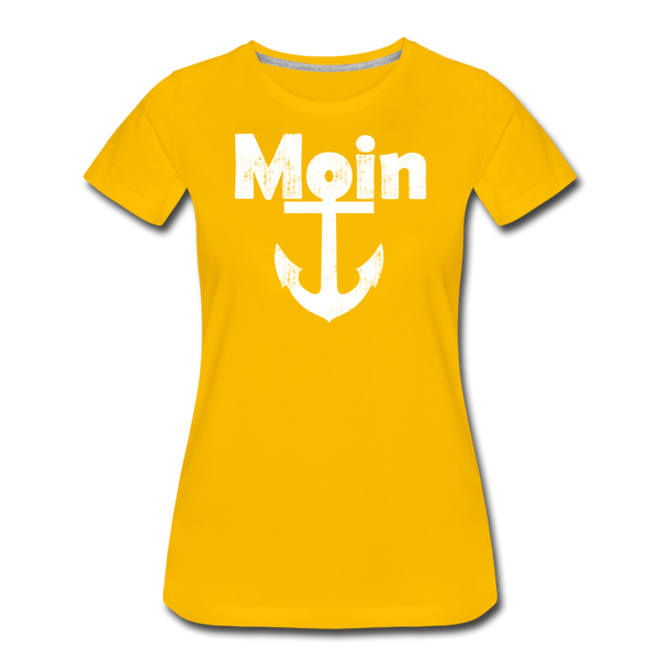 Damen Premium T-Shirt MOIN ANKER WEIß - Sonnengelb