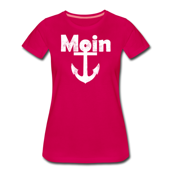Damen Premium T-Shirt MOIN ANKER WEIß - dunkles Pink