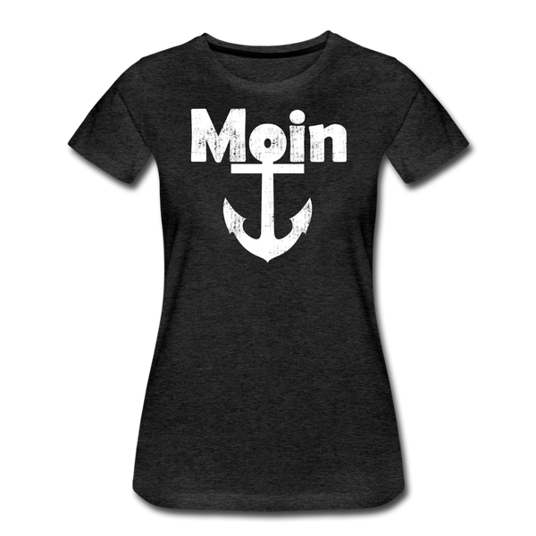 Damen Premium T-Shirt MOIN ANKER WEIß - Anthrazit