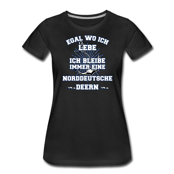 Damen Premium T-Shirt NORDDEUTSCHE DEERN - Schwarz