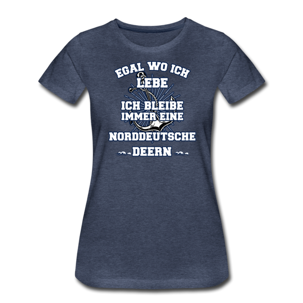 Damen Premium T-Shirt NORDDEUTSCHE DEERN - Blau meliert