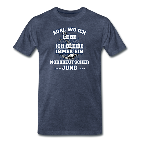 Herren  Premium T-Shirt NORDDEUTSCHER JUNG - Blau meliert