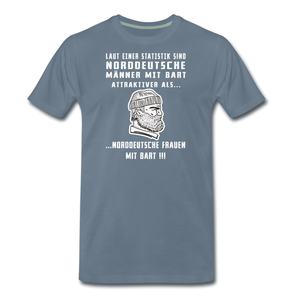 Herren  Premium T-Shirt NORDDEUTSCHE MÄNNER MIT BART - Blaugrau