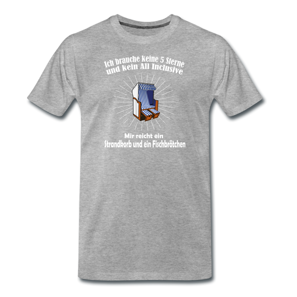 Herren  Premium T-Shirt STRANDKORB UND FISCHBRÖTCHEN - Grau meliert