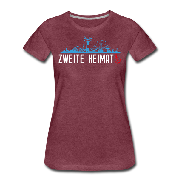 Damen Premium T-Shirt ZWEITE HEIMAT - Bordeauxrot meliert