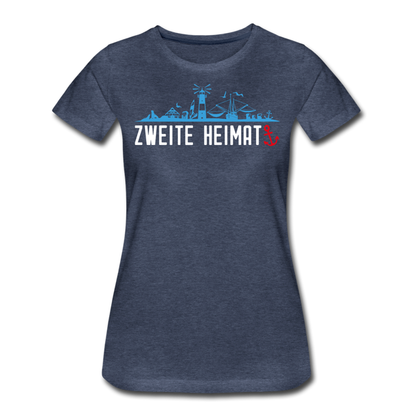 Damen Premium T-Shirt ZWEITE HEIMAT - Blau meliert