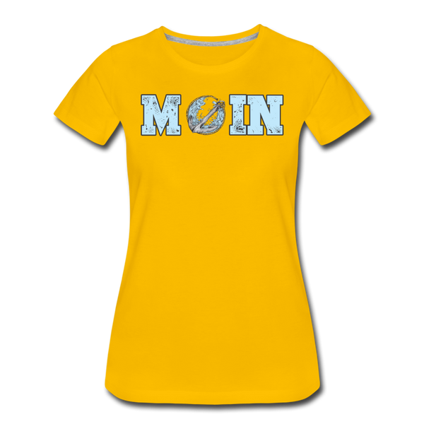 Damen Premium T-Shirt MOIN ANKER WELLEN | Norddeutscher Humor - Sonnengelb