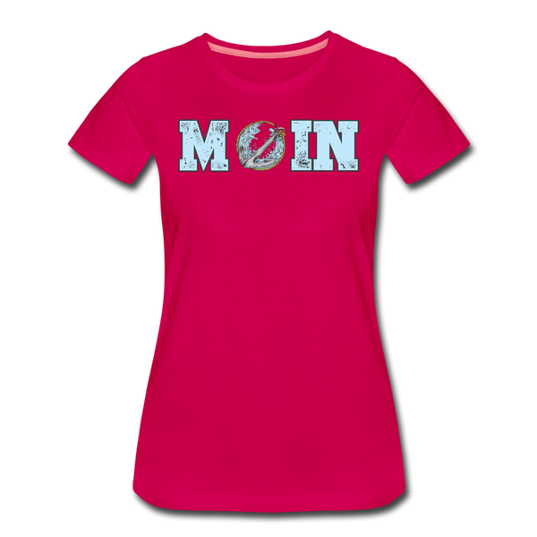Damen Premium T-Shirt MOIN ANKER WELLEN | Norddeutscher Humor - dunkles Pink