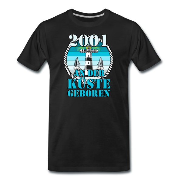 Männer Premium T-Shirt 2001 AN DER KÜSTE GEBOREN - Schwarz