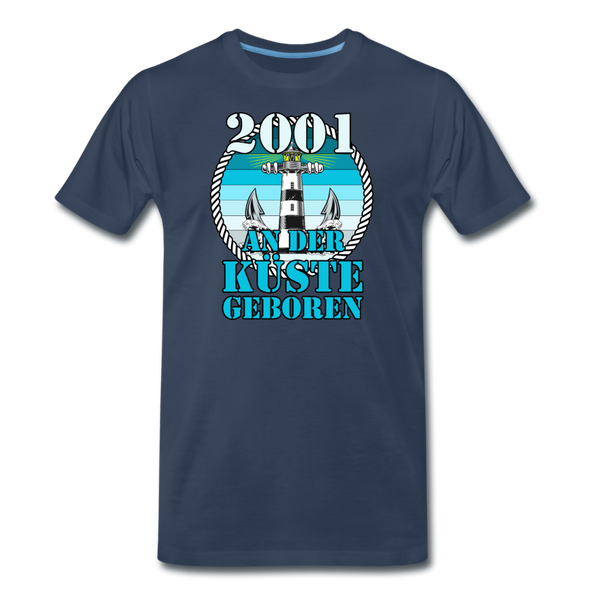 Männer Premium T-Shirt 2001 AN DER KÜSTE GEBOREN - Navy