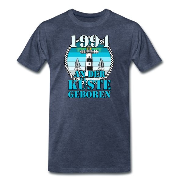 Männer Premium T-Shirt 1994 AN DER KÜSTE GEBOREN - Blau meliert