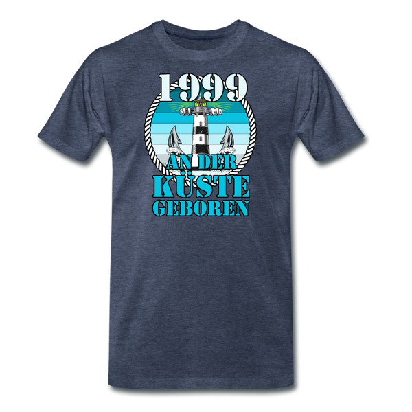 Männer Premium T-Shirt 1999 AN DER KÜSTE GEBOREN - Blau meliert