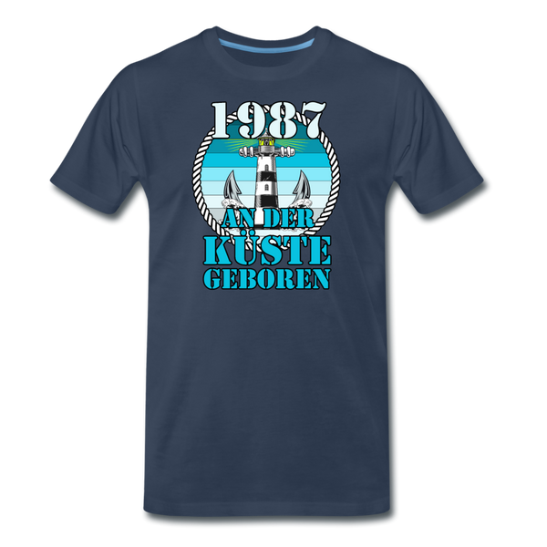 Männer Premium T-Shirt 1987 AN DER KÜSTE GEBOREN - Navy